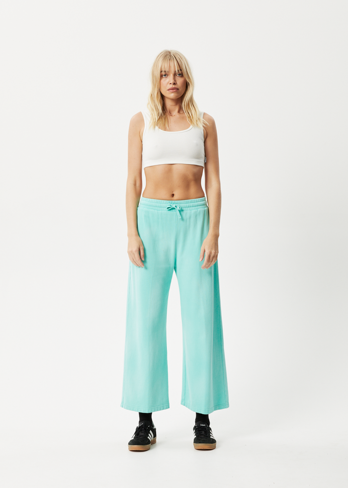 Afends Womens Boundless - Recycled Wide Leg Trackpants - Worn Jade - Streetwear - Sustainable Fashion