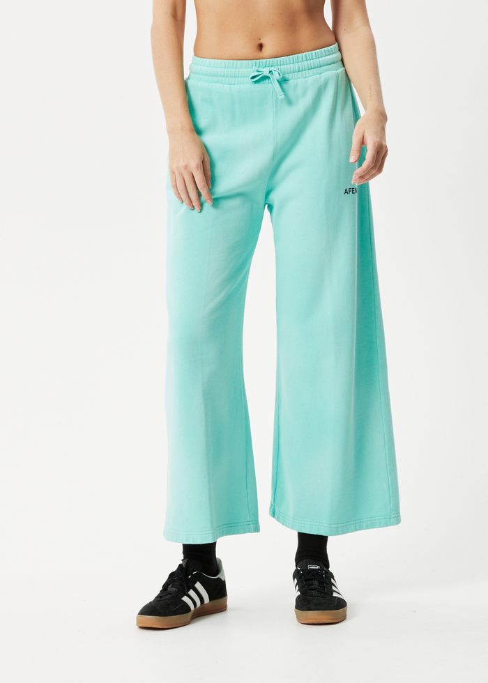 Afends Womens Boundless - Recycled Wide Leg Trackpants - Worn Jade - Streetwear - Sustainable Fashion
