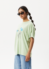 Afends Womens Bouquet Slay - Oversized Graphic T-Shirt - Worn Pistachio - Afends womens bouquet slay   oversized graphic t shirt   worn pistachio   streetwear   sustainable fashion