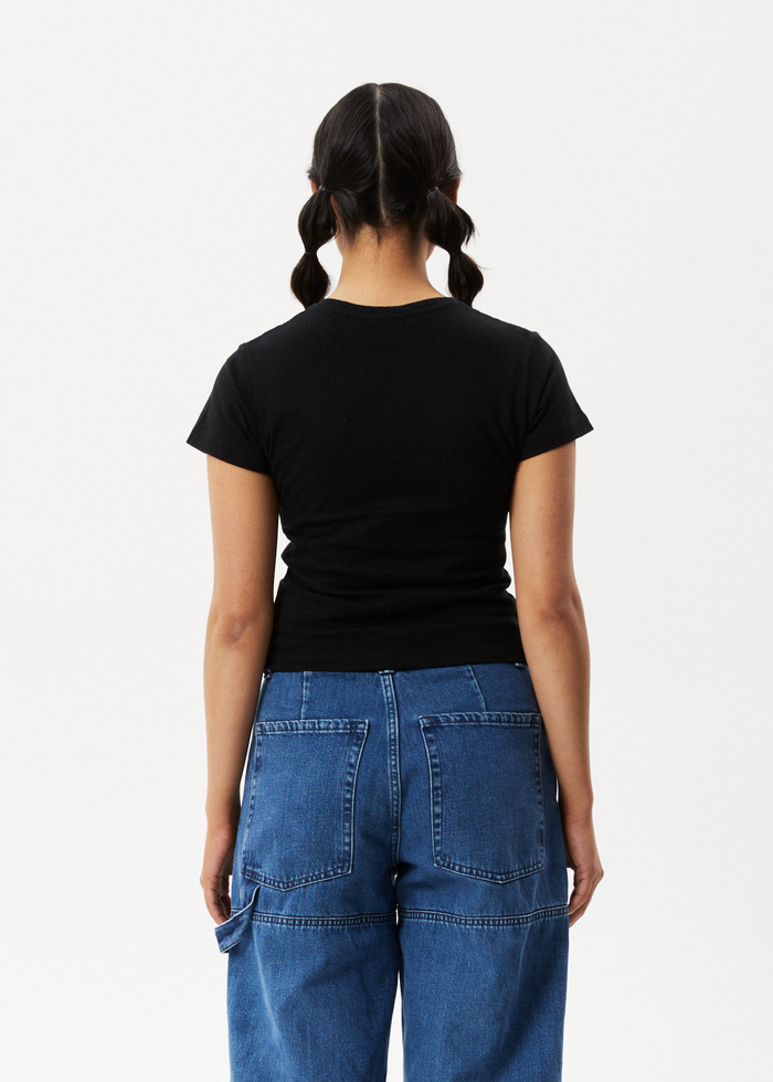 Afends Womens Carmen - Hemp Baby T-Shirt - Black - Streetwear - Sustainable Fashion