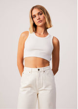 Afends Womens Chloe - Hemp Ribbed Crop Tank - Off White - Afends womens chloe   hemp ribbed crop tank   off white   streetwear   sustainable fashion