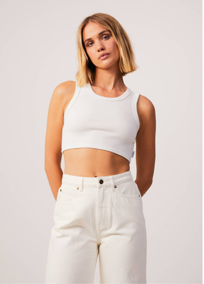 AFENDS Womens Chloe - Ribbed Cropped Tank - Off White