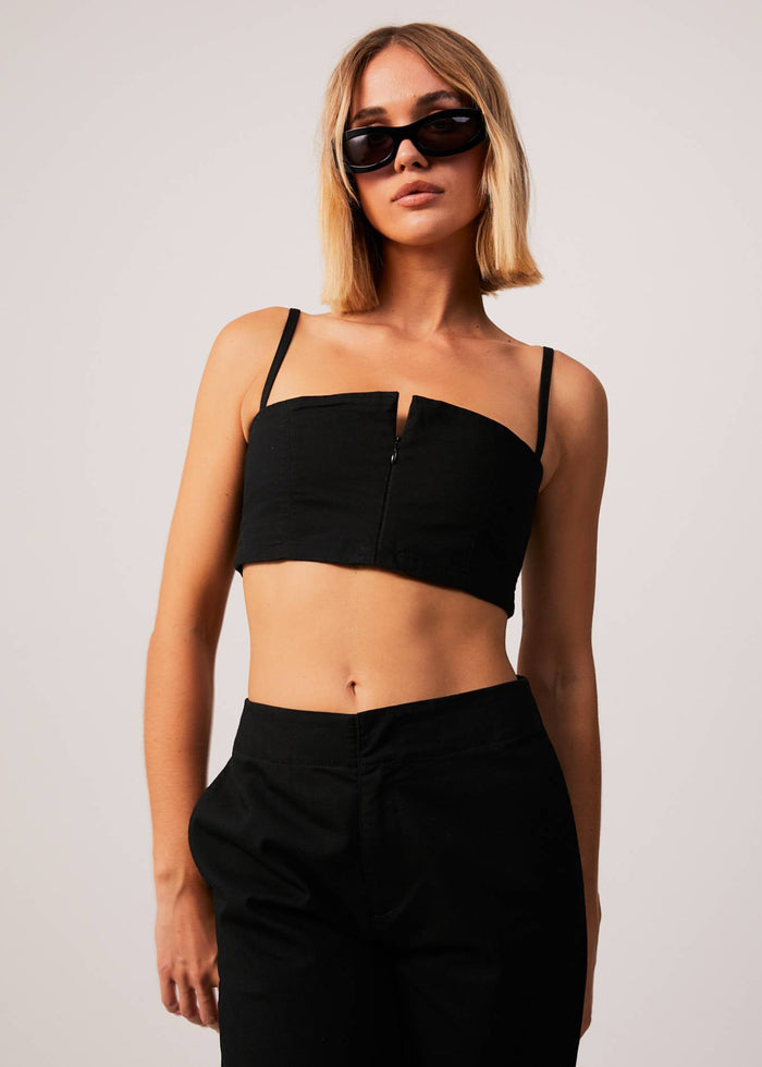 Afends Womens Cola - Recycled Panelled Crop Top - Black - Streetwear - Sustainable Fashion