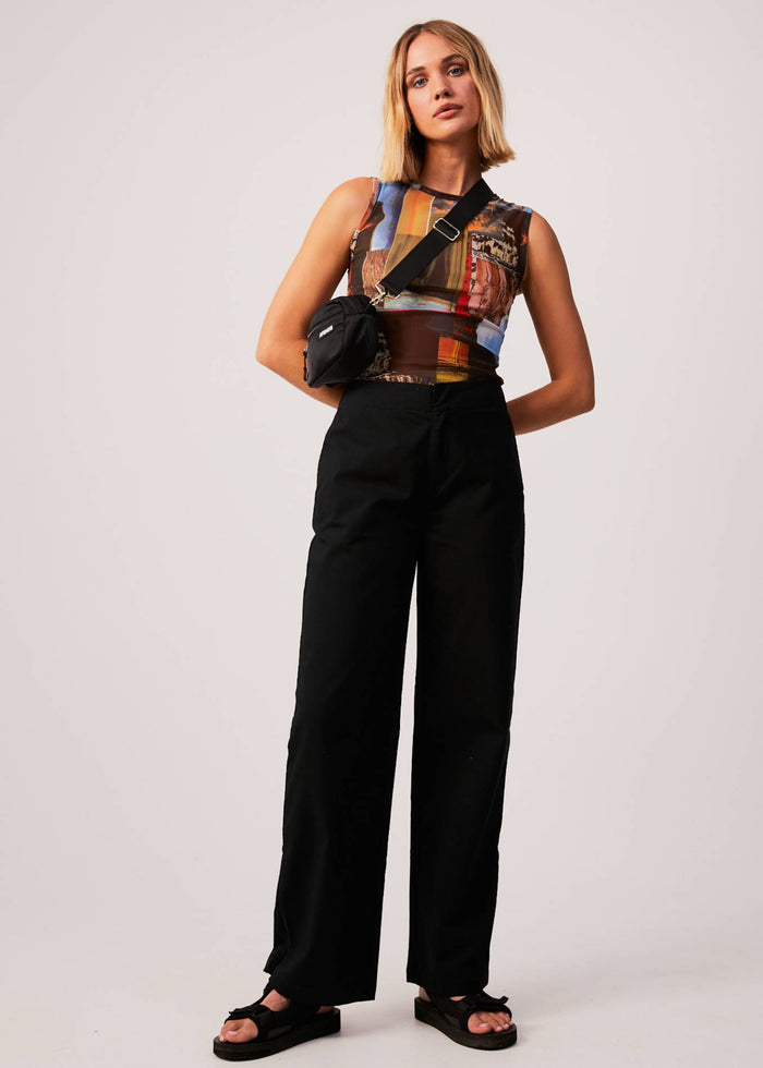 Afends Womens Cola - Recycled High Waisted Pants - Black - Streetwear - Sustainable Fashion
