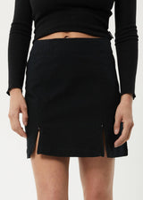 Afends Womens Cola - Recycled Panelled Mini Skirt - Black - Afends womens cola   recycled panelled mini skirt   black   streetwear   sustainable fashion