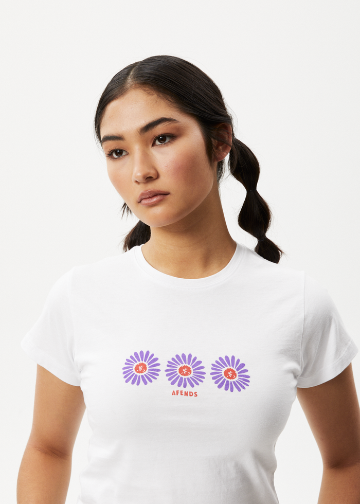 Afends Womens Daisy - Baby T-Shirt - White - Streetwear - Sustainable Fashion