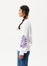 Afends Womens Daisy - Crew Neck Jumper - White - Afends womens daisy   crew neck jumper   white   streetwear   sustainable fashion