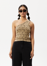 Afends Womens Daisy - One Shoulder Top - Toffee - Afends womens daisy   one shoulder top   toffee   streetwear   sustainable fashion
