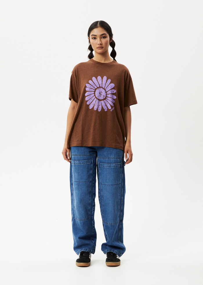 Afends Womens Daisy Slay - Oversized Graphic T-Shirt - Toffee - Streetwear - Sustainable Fashion