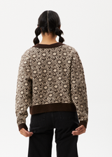 Afends Womens Dandy - Floral Knitted Cardigan - Toffee - Afends womens dandy   floral knitted cardigan   toffee   streetwear   sustainable fashion