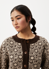Afends Womens Dandy - Floral Knitted Cardigan - Toffee - Afends womens dandy   floral knitted cardigan   toffee   streetwear   sustainable fashion