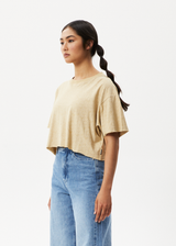Afends Womens Dandy Slay - Floral Cropped T-Shirt - Camel - Afends womens dandy slay   floral cropped t shirt   camel   streetwear   sustainable fashion