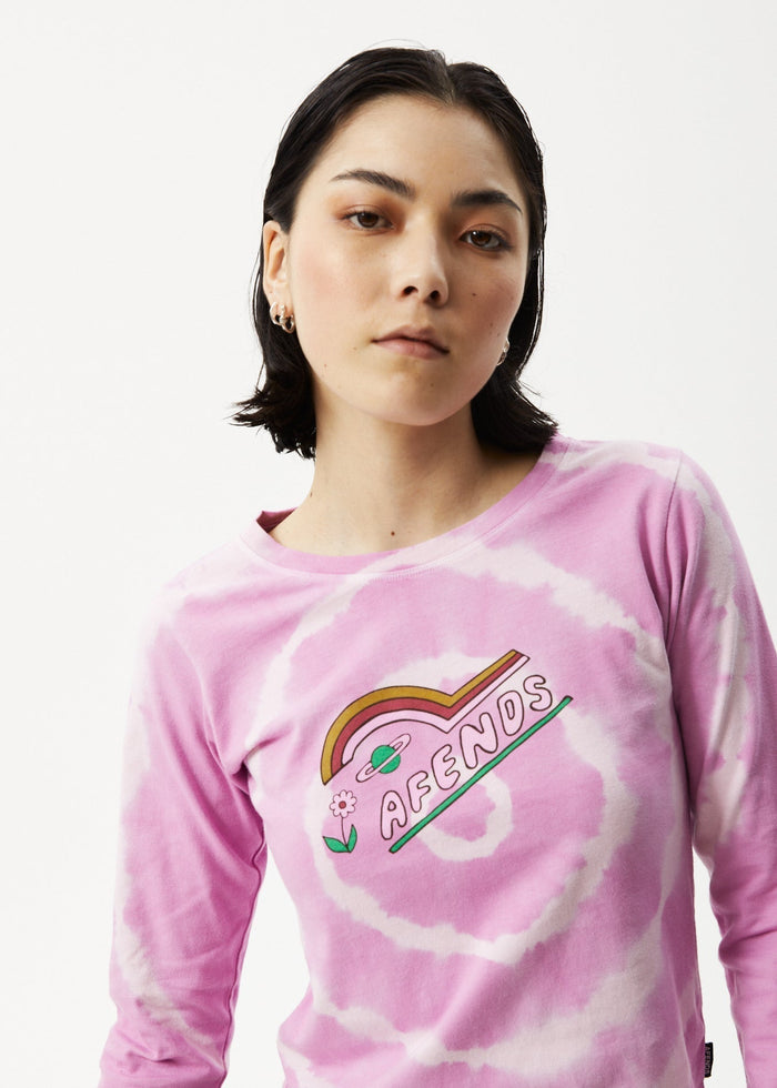 Afends Womens Day Dream - Long Sleeve Tie Dye Graphic T-Shirt - Candy - Streetwear - Sustainable Fashion