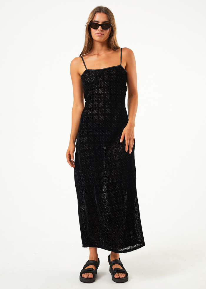 Afends Womens Echo - Recycled Sheer Maxi Dress - Black - Streetwear - Sustainable Fashion