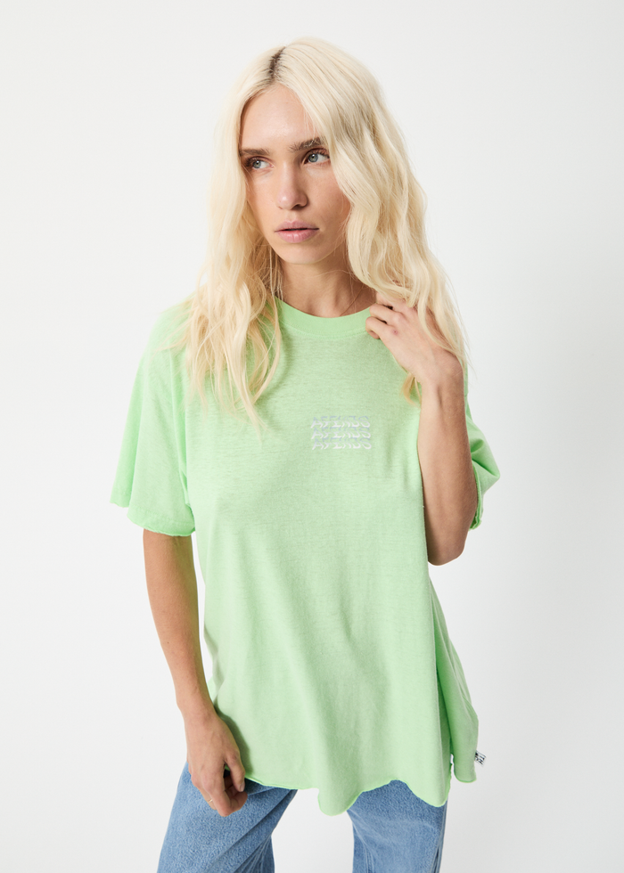 Afends Womens Elation - Hemp Oversized T-Shirt - Lime Green - Streetwear - Sustainable Fashion