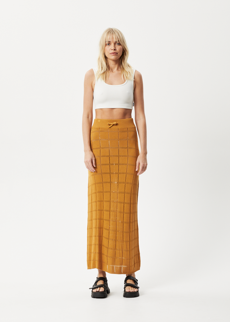 Afends Womens Femme - Knit Maxi Skirt - Mustard