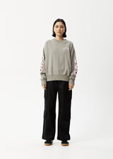 Afends Womens Flower - Crew Neck Jumper - Olive - Afends womens flower   crew neck jumper   olive   streetwear   sustainable fashion