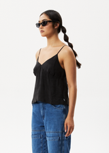 AFENDS Womens Gemma - Cupro Cami Top - Black - Afends womens gemma   cupro cami top   black   streetwear   sustainable fashion