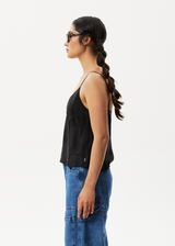 AFENDS Womens Gemma - Cupro Cami Top - Black - Afends womens gemma   cupro cami top   black   streetwear   sustainable fashion