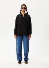 Afends Womens Gemma - Cupro Long Sleeve Shirt - Black - Afends womens gemma   cupro long sleeve shirt   black   streetwear   sustainable fashion