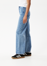 AFENDS Womens Gigi - Denim Flared Jeans - Worn Blue - Afends womens gigi   denim flared jeans   worn blue   streetwear   sustainable fashion