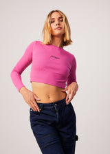 Afends Womens Harlow - Recycled Ribbed Long Sleeve Top - Bubblegum - Afends womens harlow   recycled ribbed long sleeve top   bubblegum   streetwear   sustainable fashion