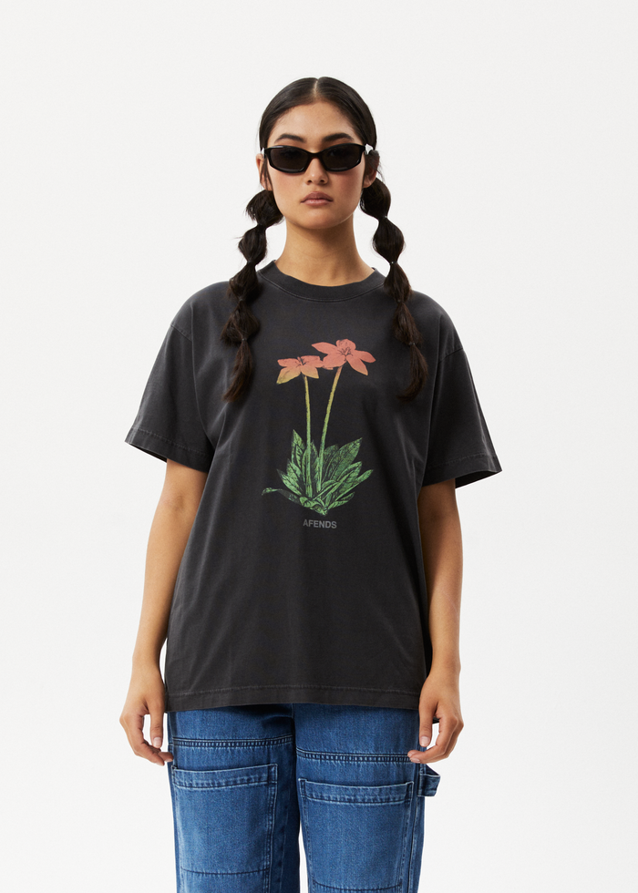 AFENDS Womens Intergalactic Slay - Oversized Graphic T-Shirt - Stone Black - Streetwear - Sustainable Fashion