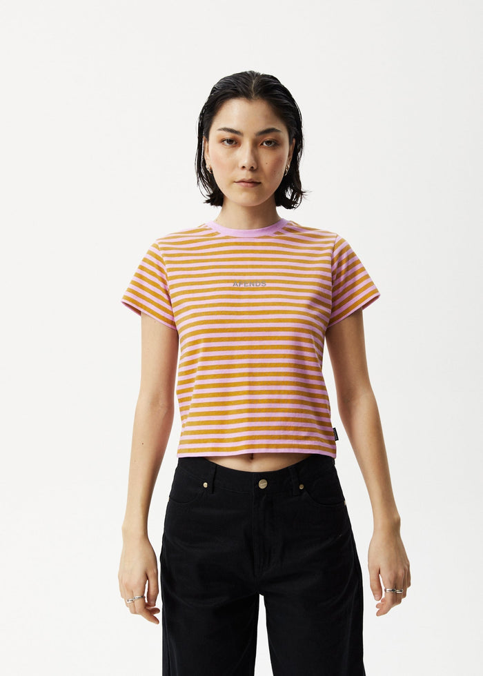 Afends Womens Jain - Baby T-Shirt - Candy Stripe - Streetwear - Sustainable Fashion