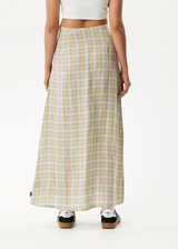 AFENDS Womens Kali - Maxi Skirt - Pistachio Check - Afends womens kali   maxi skirt   pistachio check   streetwear   sustainable fashion