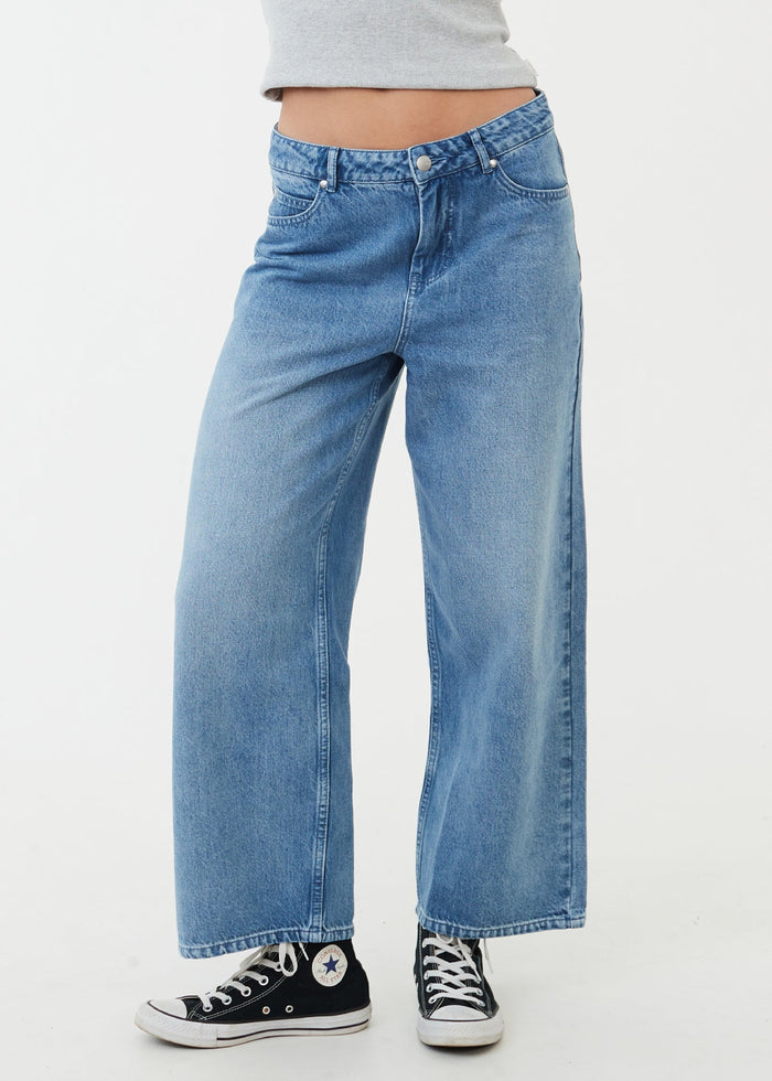Afends Womens Kendall - Hemp Denim Low Rise Jeans - Worn Blue - Streetwear - Sustainable Fashion