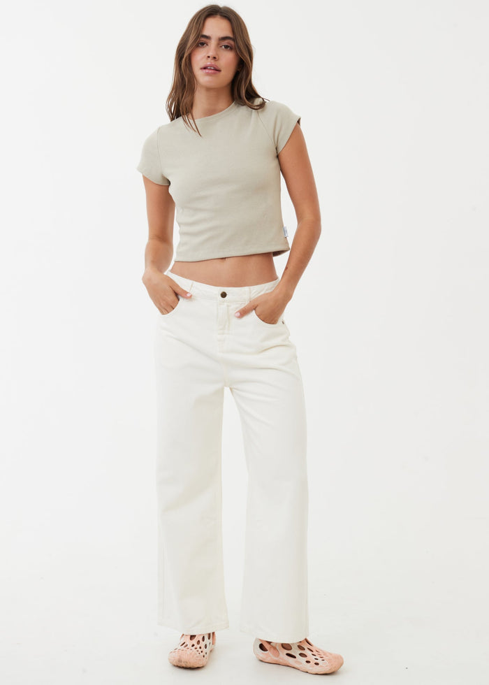 Afends Womens Kendall - Organic Denim Relaxed Fit Jean - Off White - Streetwear - Sustainable Fashion