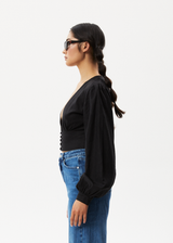 Afends Womens Lilo - Long Sleeve Button Up Top - Black - Afends womens lilo   long sleeve button up top   black   streetwear   sustainable fashion