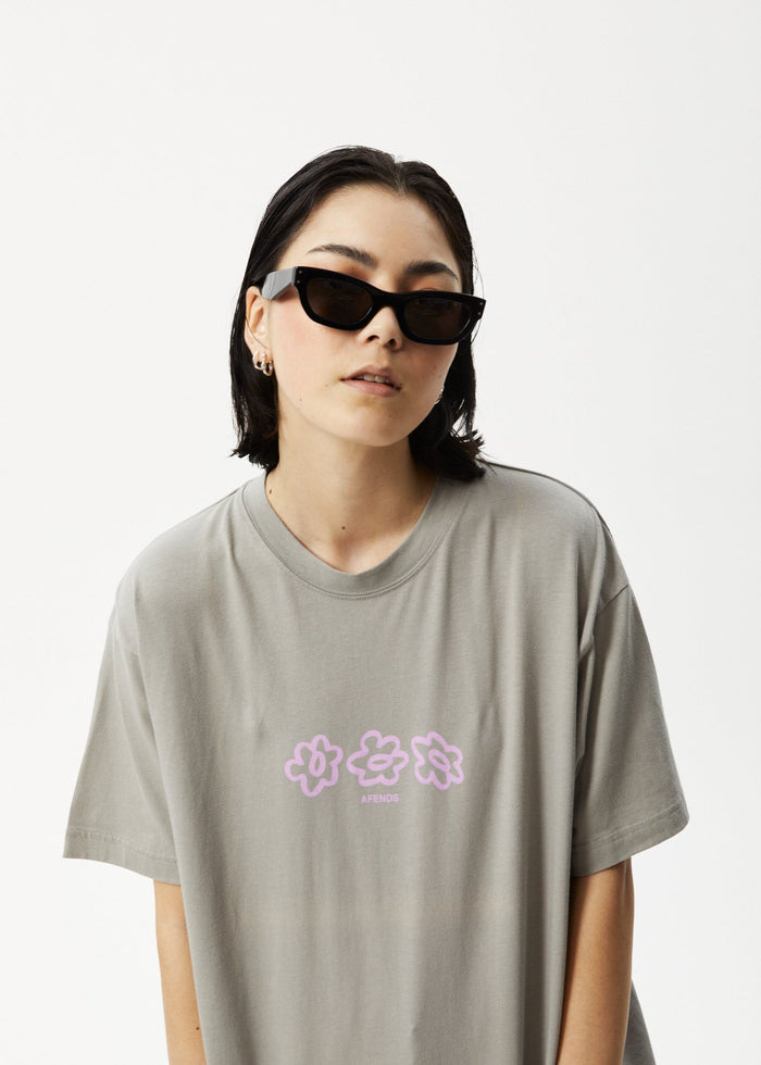 Afends Womens Lily Slay - Oversized Graphic T-Shirt - Olive - Streetwear - Sustainable Fashion