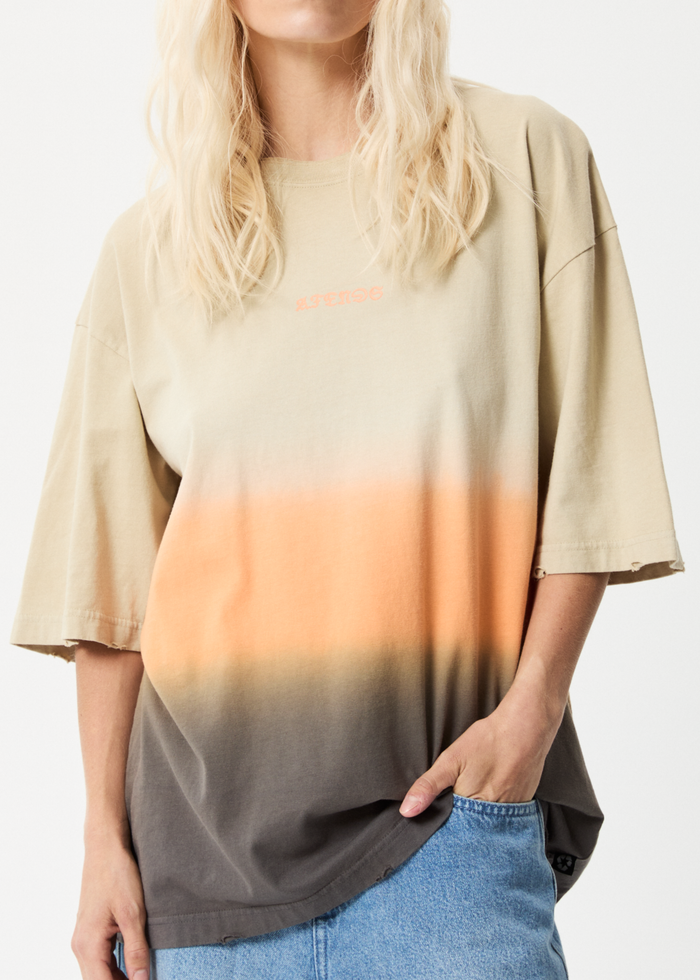 Afends Womens Polarised - Recycled Oversized T-Shirt - Cement - Streetwear - Sustainable Fashion