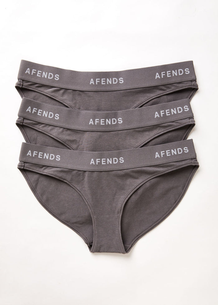 Afends Womens Molly - Hemp Bikini Briefs 3 Pack - Steel - Streetwear - Sustainable Fashion