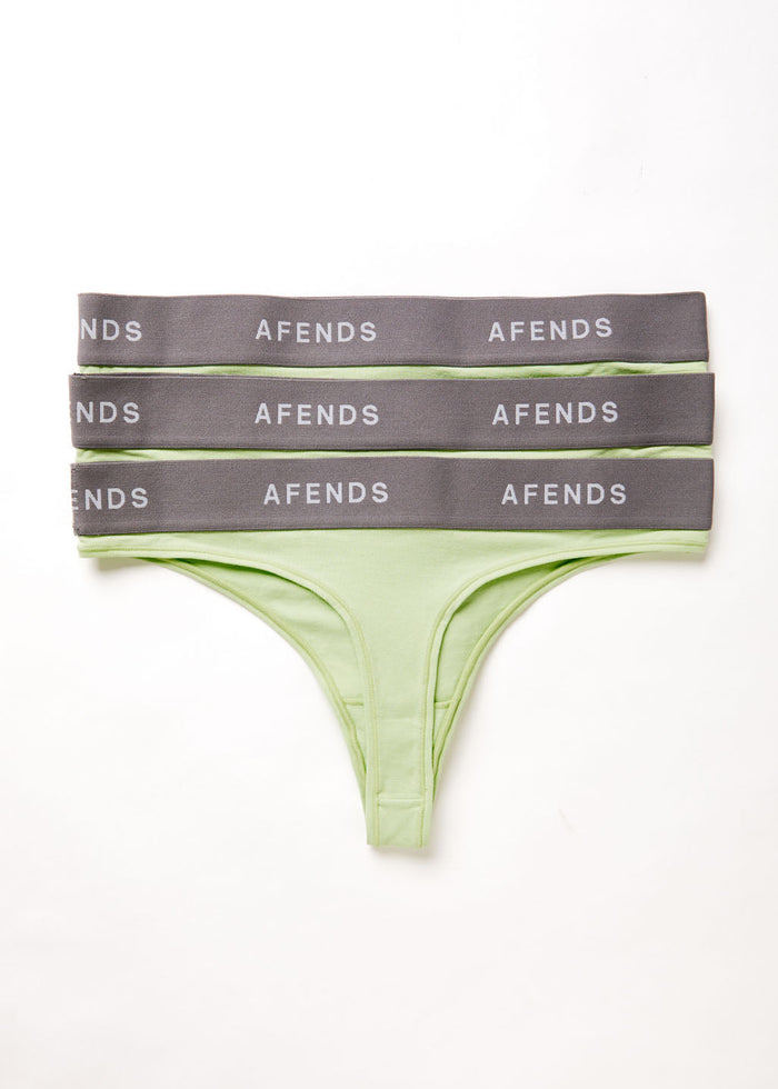 Afends Womens Molly - Hemp G-String Briefs 3 Pack - Lime Green - Streetwear - Sustainable Fashion