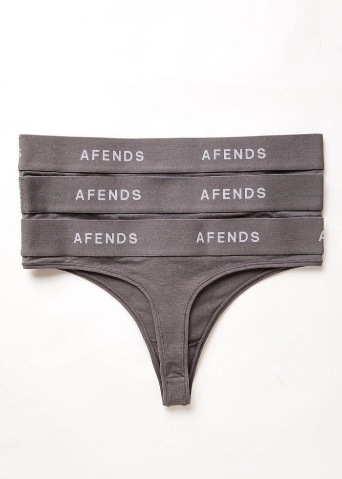 AFENDS Womens Molly - G-String Briefs 3 Pack - Steel - Streetwear - Sustainable Fashion