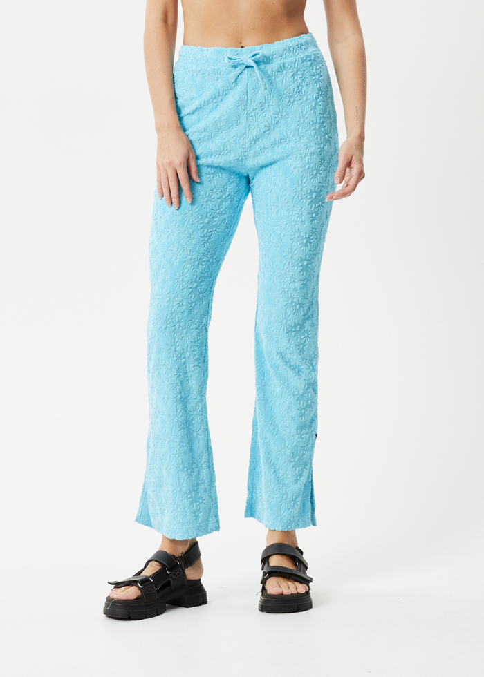 Afends Womens Moon - Hemp Terry Pants - Blue Daisy - Streetwear - Sustainable Fashion