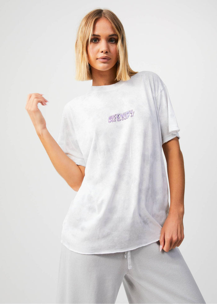 Afends Womens Pearla - Hemp Oversized T-Shirt - Smoke Wash - Streetwear - Sustainable Fashion