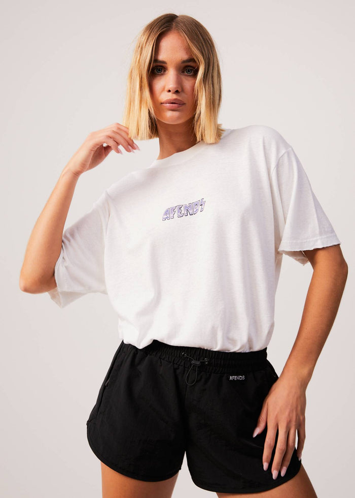 Afends Womens Pearly - Hemp Oversized T-Shirt - White - Streetwear - Sustainable Fashion