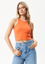 AFENDS Womens Pearly Cropped - Hemp Ribbed Singlet - Orange - Afends womens pearly cropped   hemp ribbed singlet   orange   streetwear   sustainable fashion