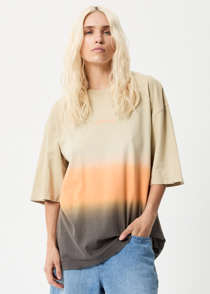 Afends Womens Polarised - Recycled Oversized T-Shirt - Cement - Streetwear - Sustainable Fashion