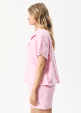 Afends Womens Rhye - Recycled Terry Shirt - Powder Pink - Afends womens rhye   recycled terry shirt   powder pink   streetwear   sustainable fashion