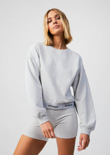 Afends Womens Rise - Hemp Cropped Crew Neck Jumper - Smoke - Afends womens rise   hemp cropped crew neck jumper   smoke   streetwear   sustainable fashion