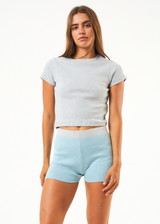 Afends Womens Samia - Recycled Knit Bike Shorts - Sky Blue - Afends womens samia   recycled knit bike shorts   sky blue   streetwear   sustainable fashion