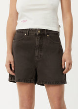 Afends Womens Seventy Threes - Organic Denim High Waisted Shorts - Faded Coffee - Afends womens seventy threes   organic denim high waisted shorts   faded coffee   streetwear   sustainable fashion