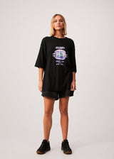 Afends Womens Shell - Hemp Oversized Graphic T-Shirt - Black - Afends womens shell   hemp oversized graphic t shirt   black   streetwear   sustainable fashion