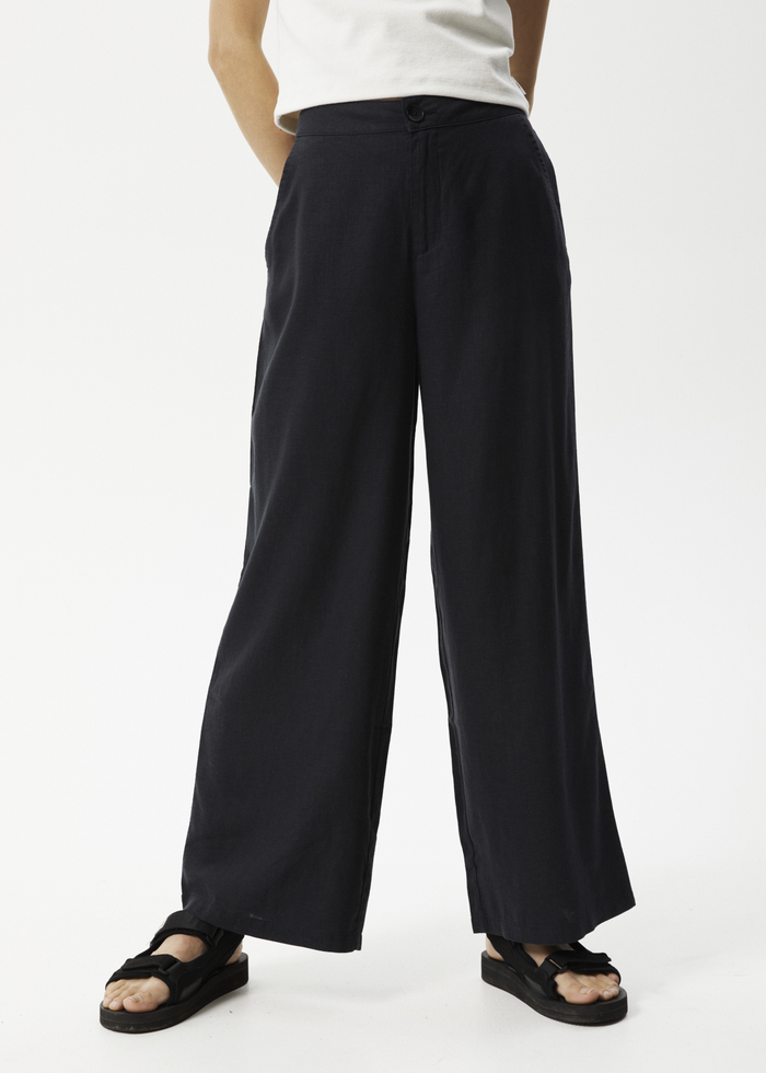 Afends Womens Sienna - Hemp Wide Leg Pants - Black - Streetwear - Sustainable Fashion