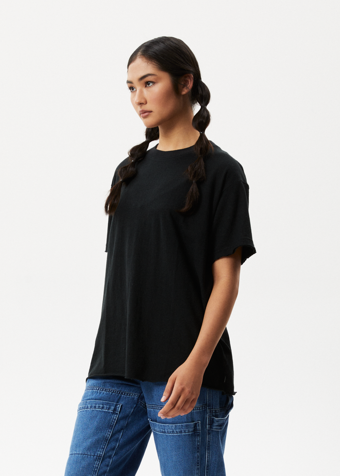 Afends Womens Slay - Hemp Oversized T-Shirt - Black - Streetwear - Sustainable Fashion