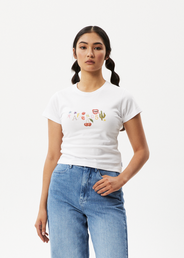 Afends Womens Sweet State - Baby T-Shirt - White - Streetwear - Sustainable Fashion